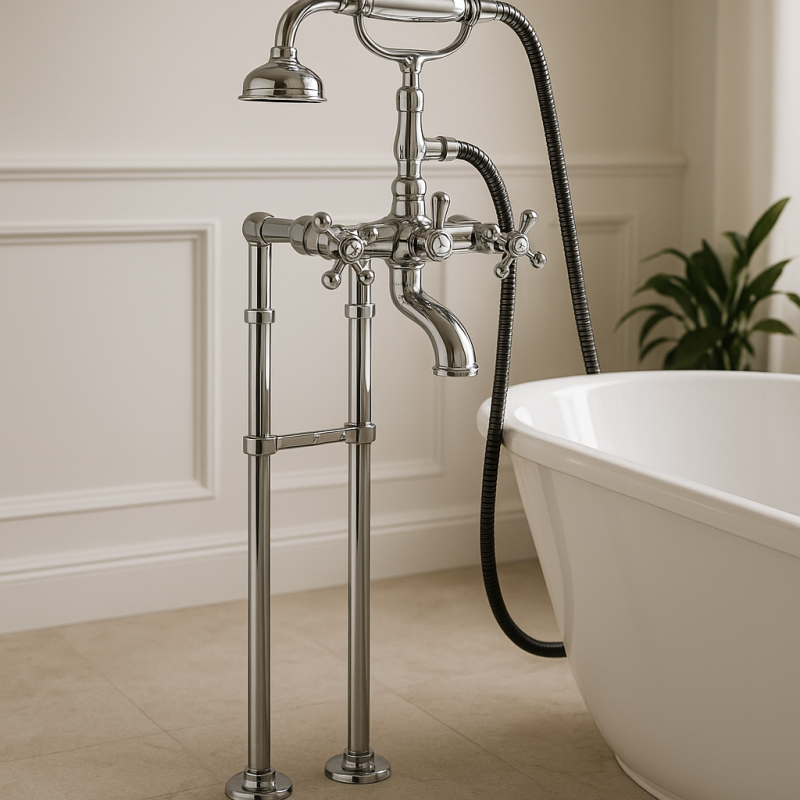 PB Fritstående badekarvand nostalgisk stjernehåndtag krom 6000